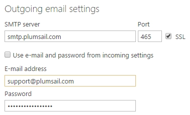 Outgoing email settings