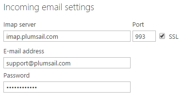 Incoming email settings