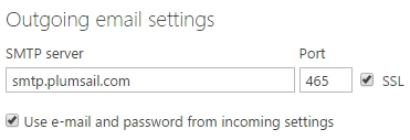 Outgoing email settings