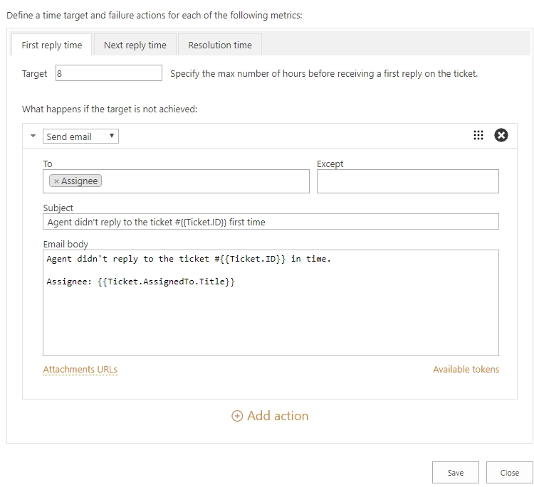 SLA policy view