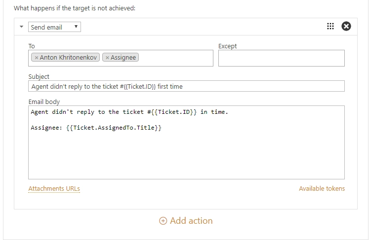 Action for SLA failure