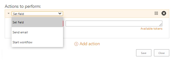 Available actions