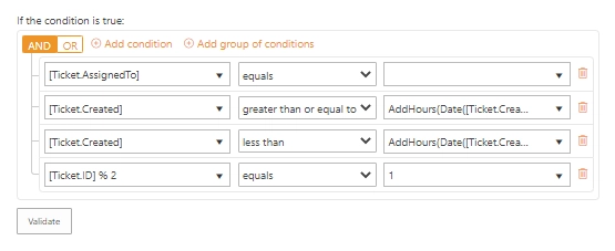Condition for assigining tickets on the shift basis