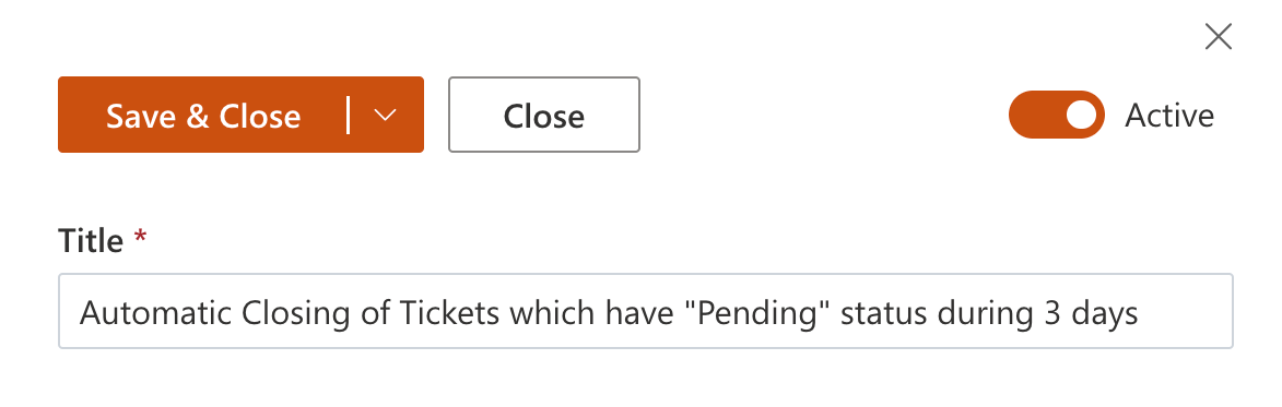 Scheduler task settings showing the Title field and Active toggle