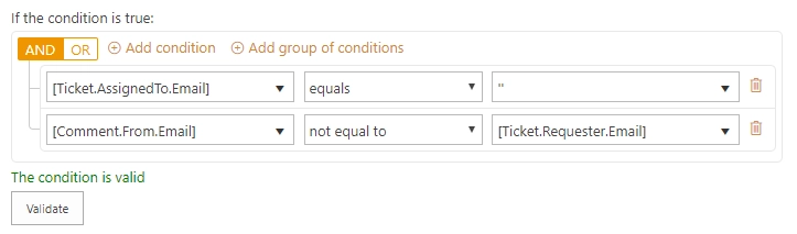 Validate condition