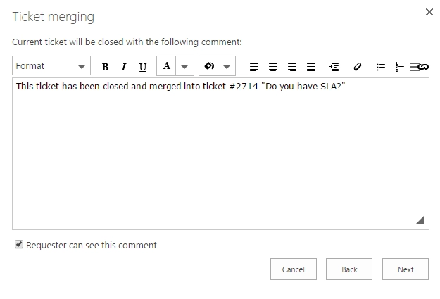 Merge confirmation