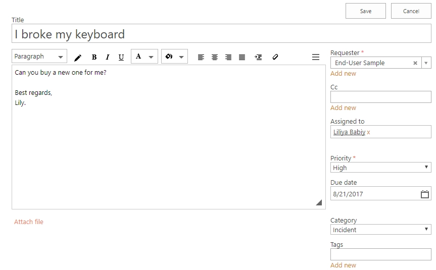 New Ticket Form