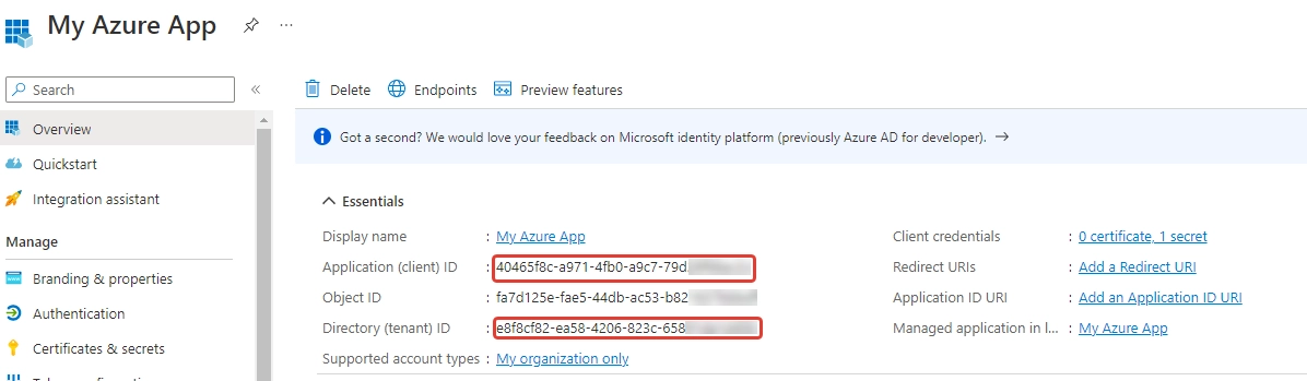 Azure params