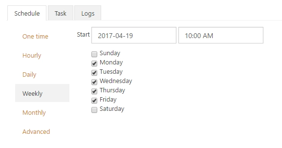 Schedule tab