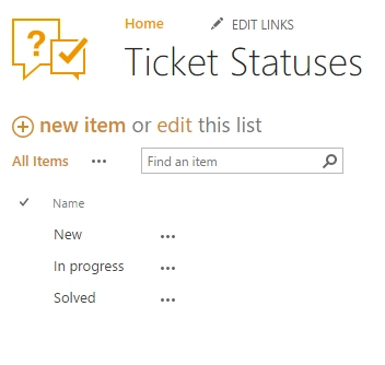 Ticket Statuses List