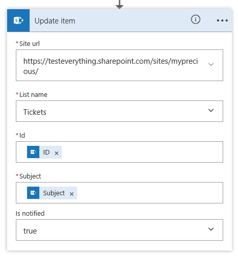 Update item action