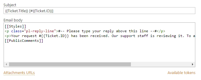 HelpDesk Message Template