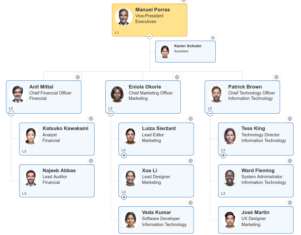 Resulting chart after creating conditional styles by job title