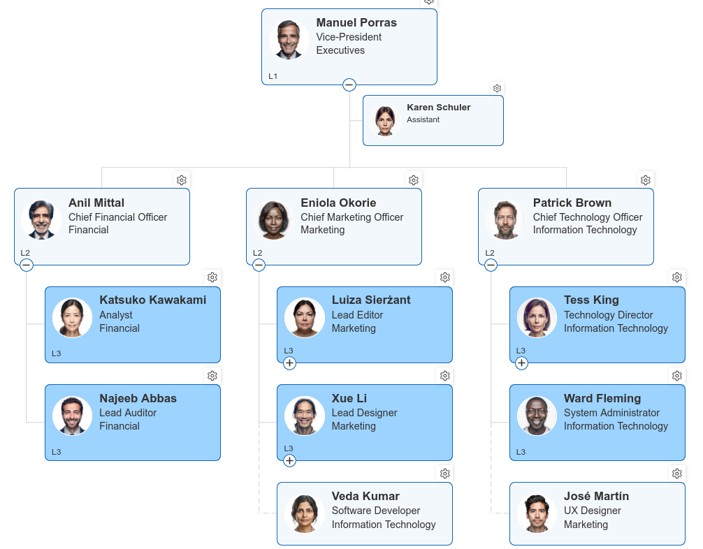 Resulting chart after creating conditional styles by level