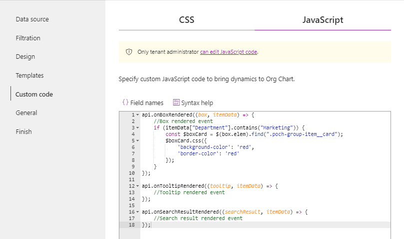 Custom JavaScript
