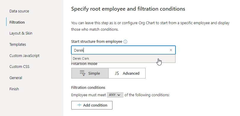 Start the structure with