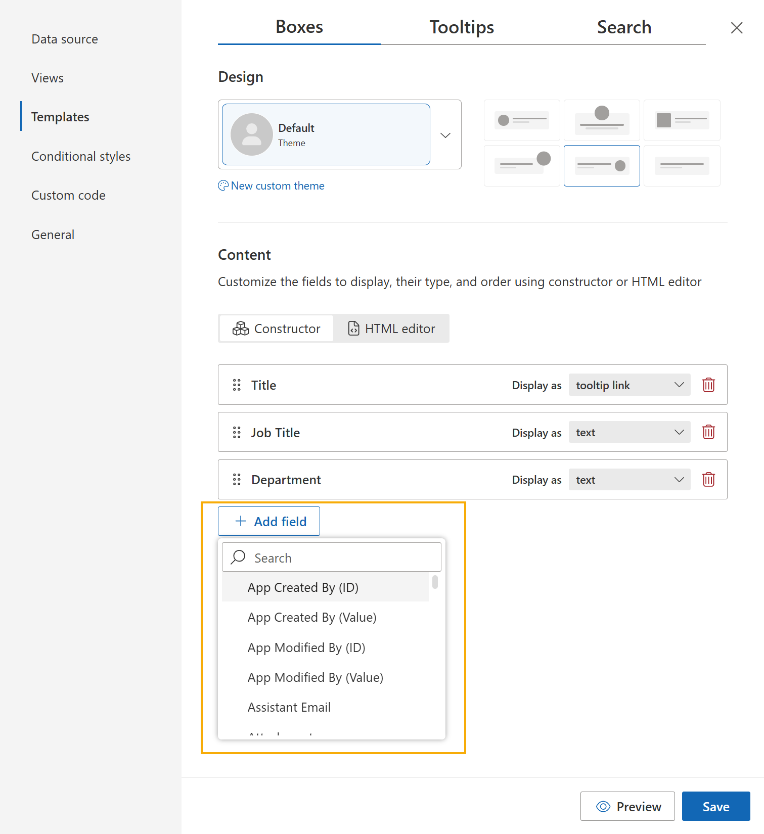 Add a field to the Org Chart template