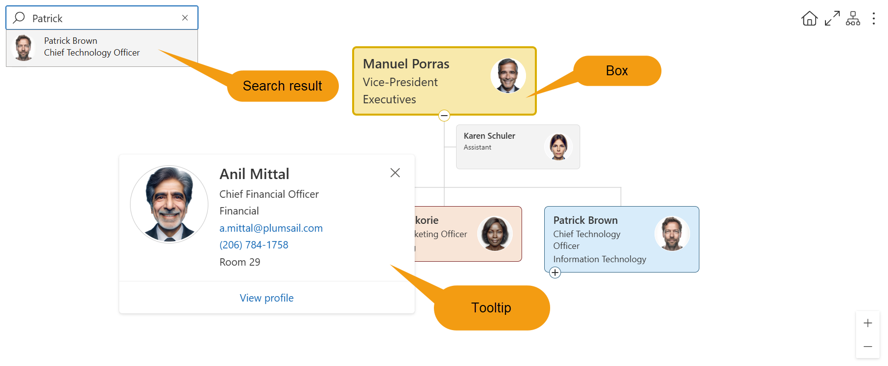 Boxes template settings in the Org Chart configuration wizard