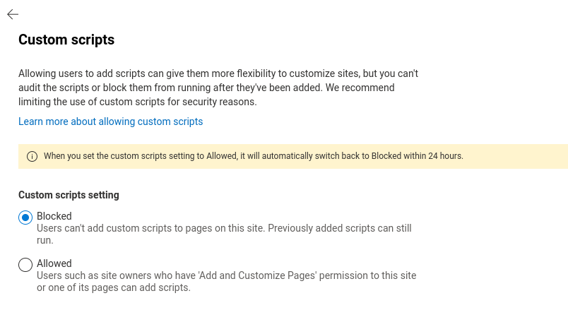 Allow custom scripts