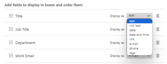 Display as properties