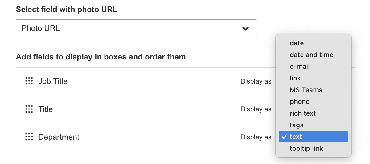 Display as properties
