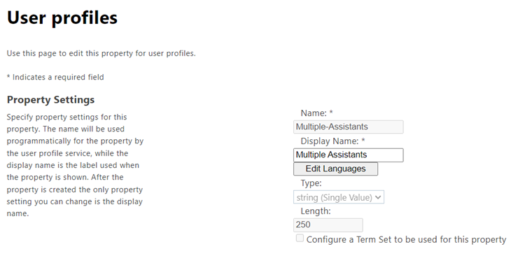 User profiles properties