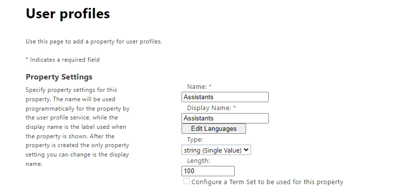 User profiles properties