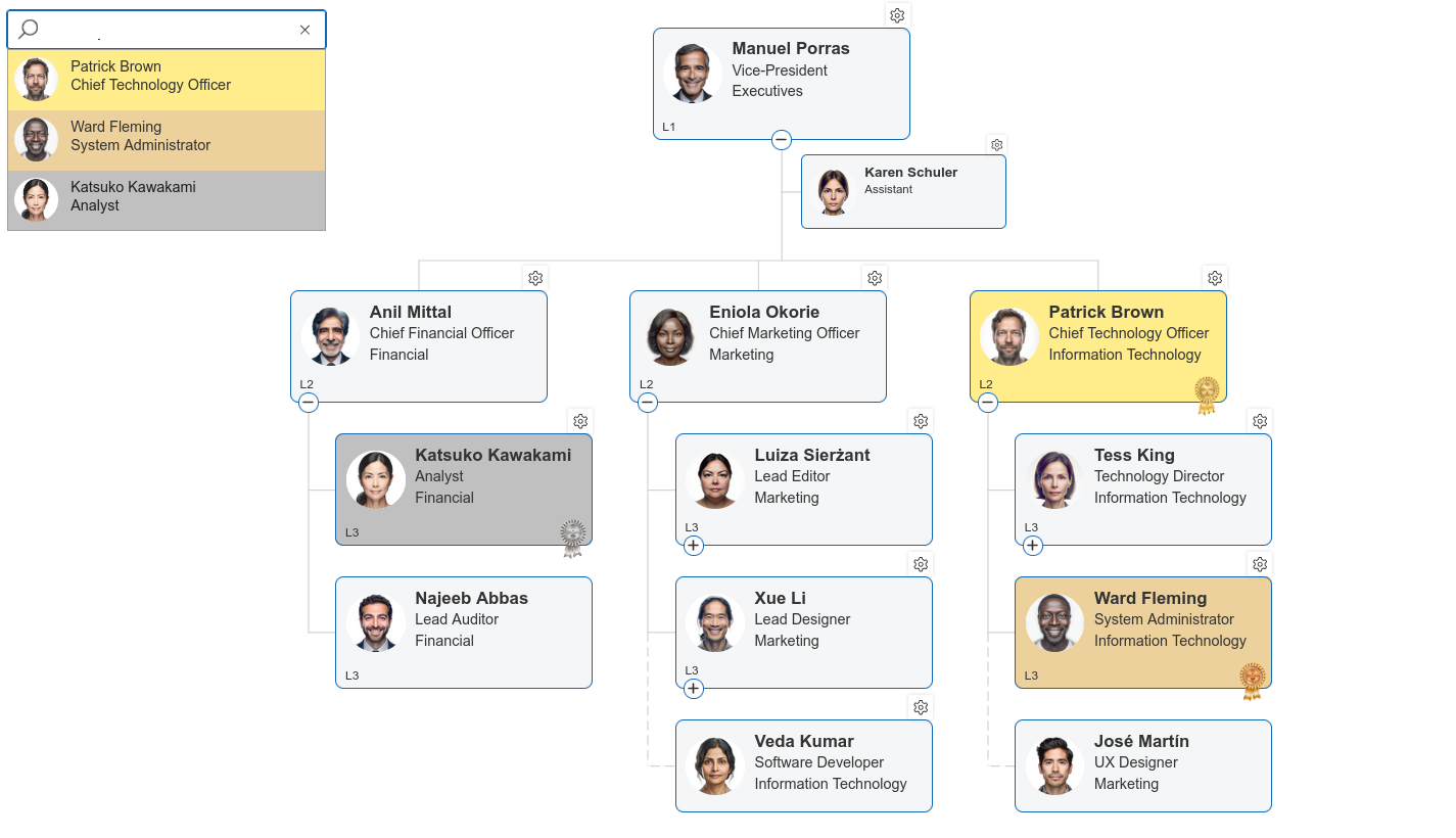Resulting chart showing awards based on custom styles
