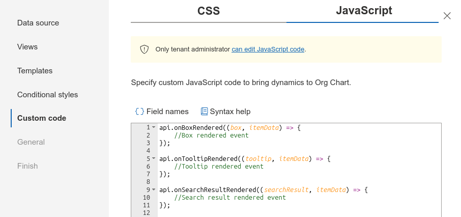 Custom JavaScript step in the wizard