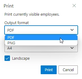 Print format