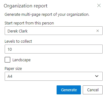 Orgchart generate report dialog