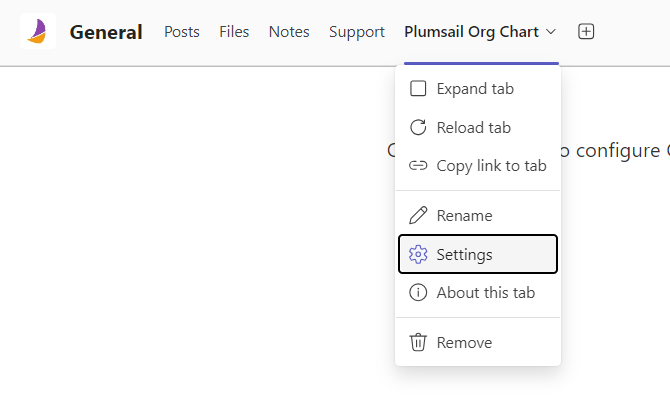 Open confguration in MS Teams