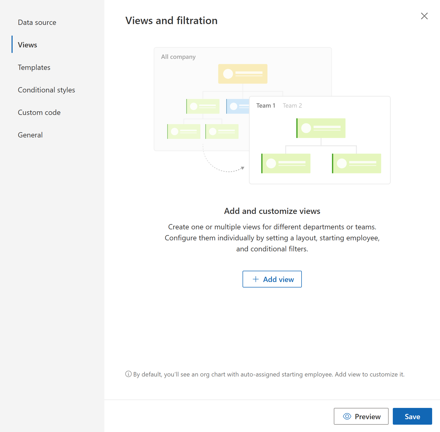 Add a new Org Chart view in the configuration wizard