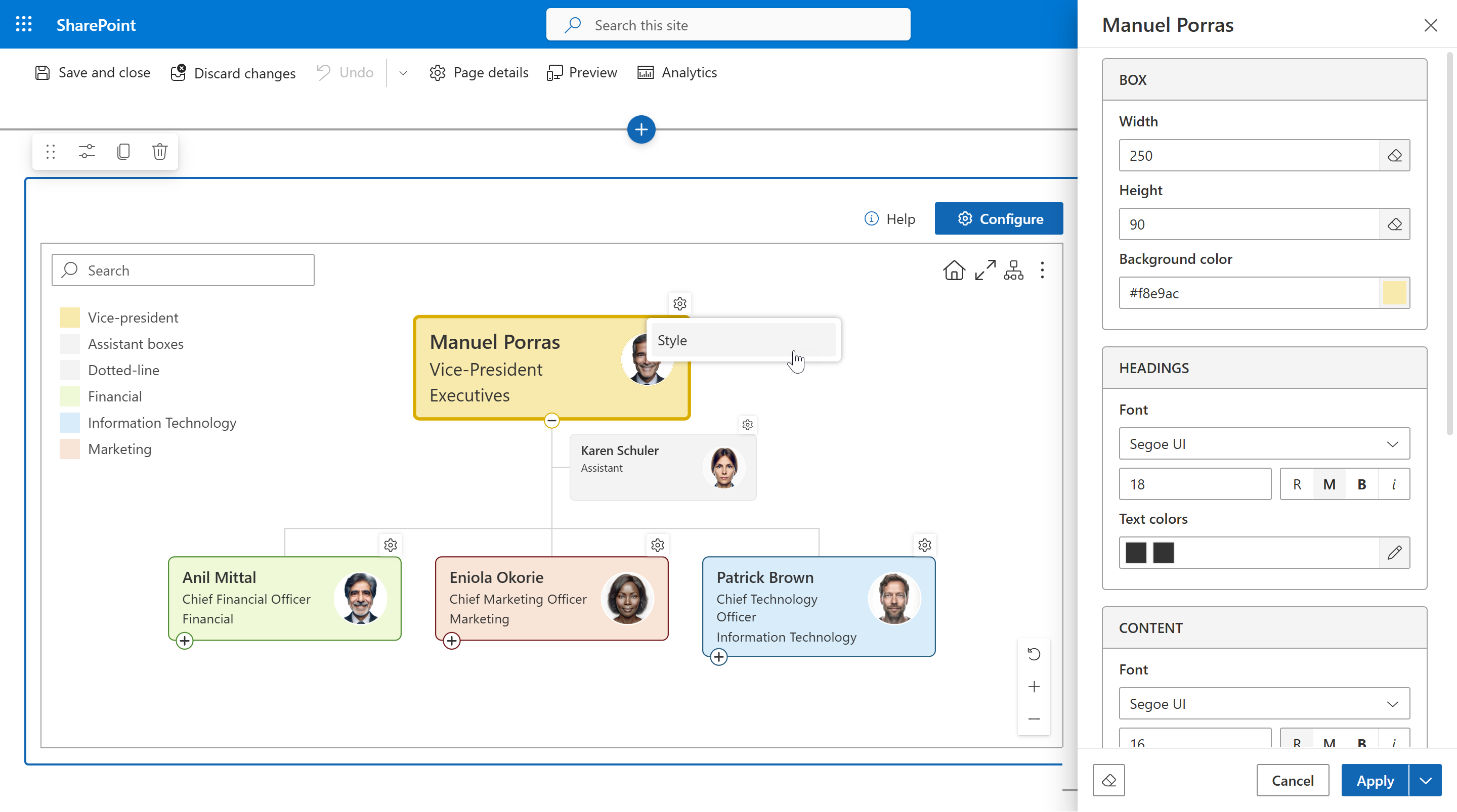 Org Chart individual style for boxes