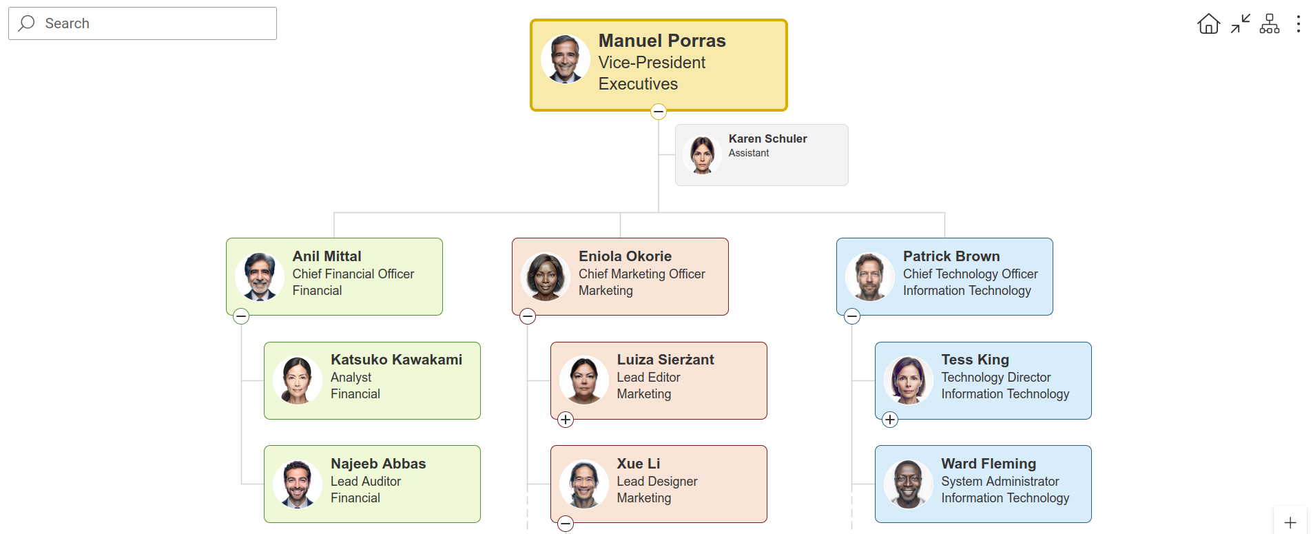 Org Chart view type example
