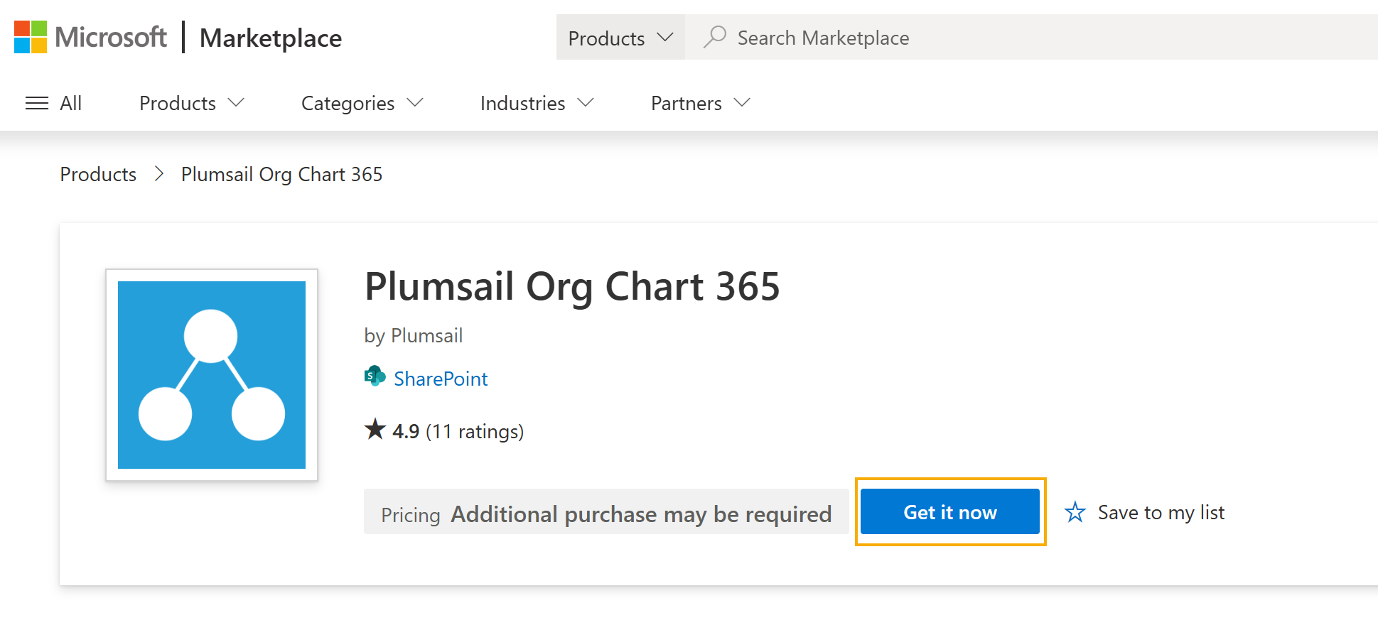 Microsoft AppSource page