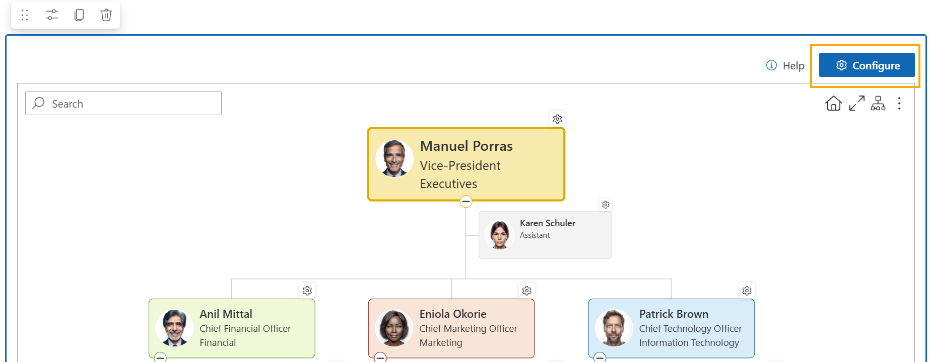Open Org Chart configuration on a modern page