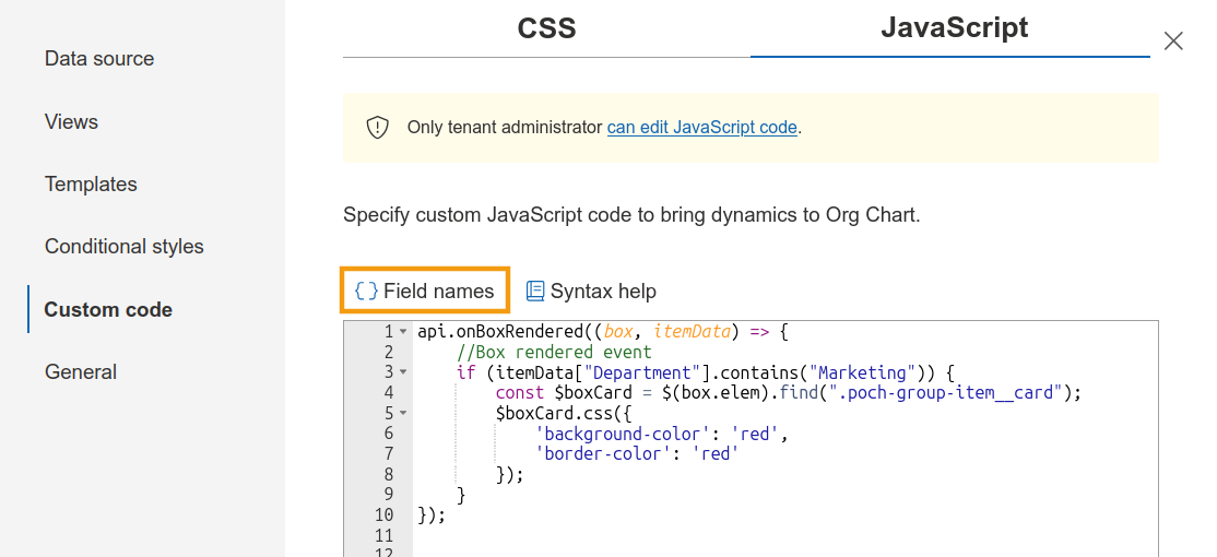 Custom JS - find fields names