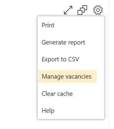 Manage vacancies menu