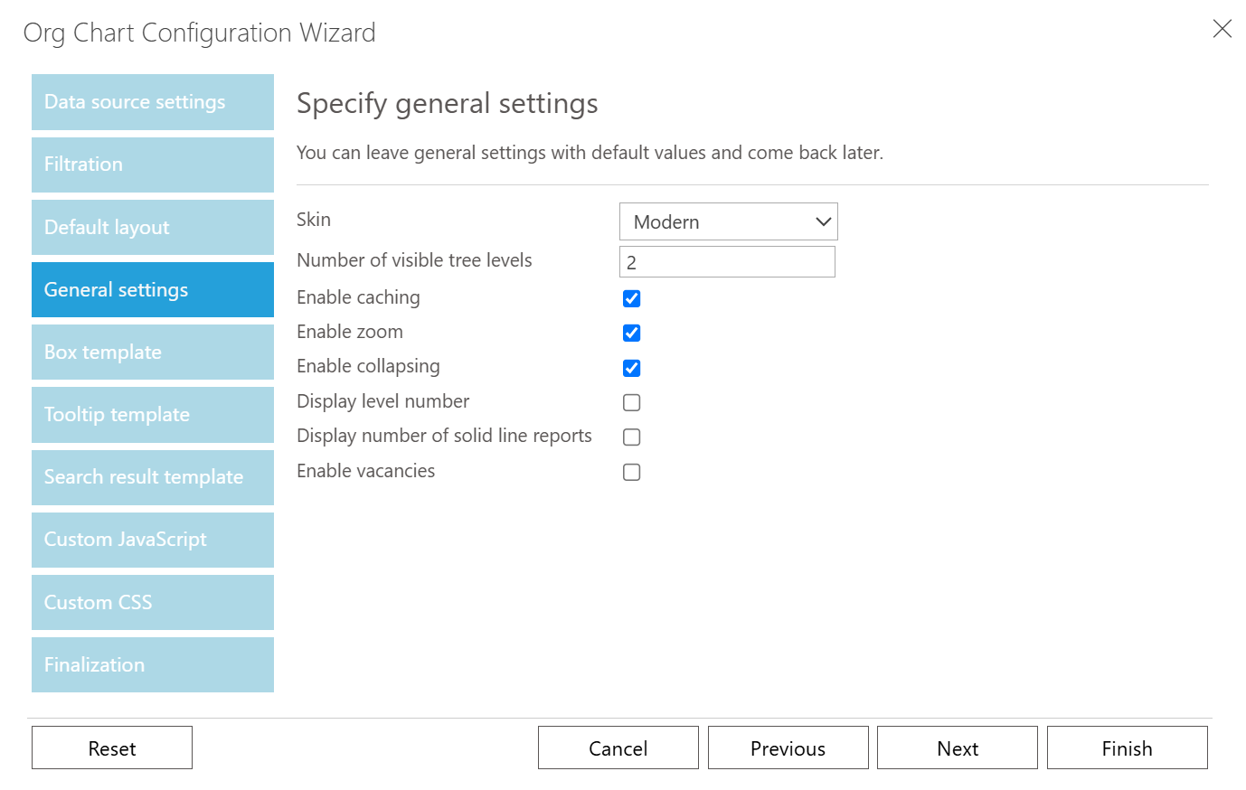 OrgChart general settings