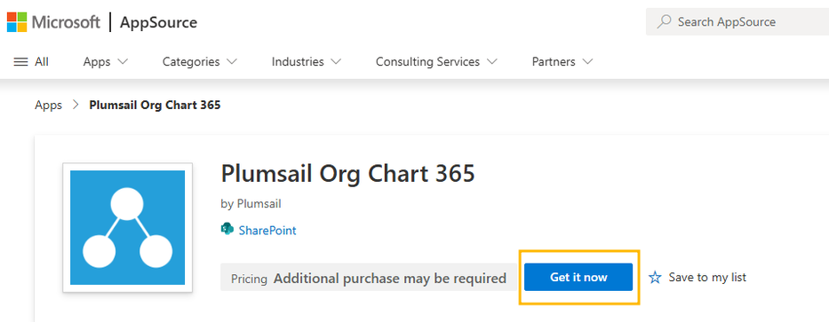 Microsoft AppSource page