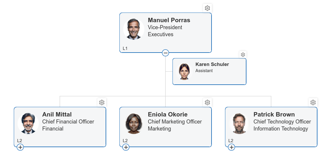 Default Org Chart display with no styles applied