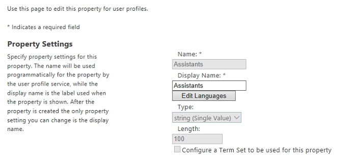 User profiles properties