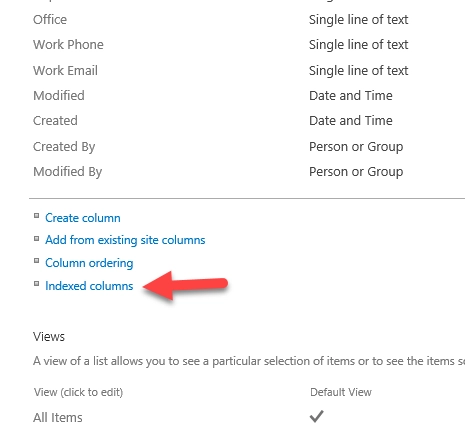 Indexed Columns