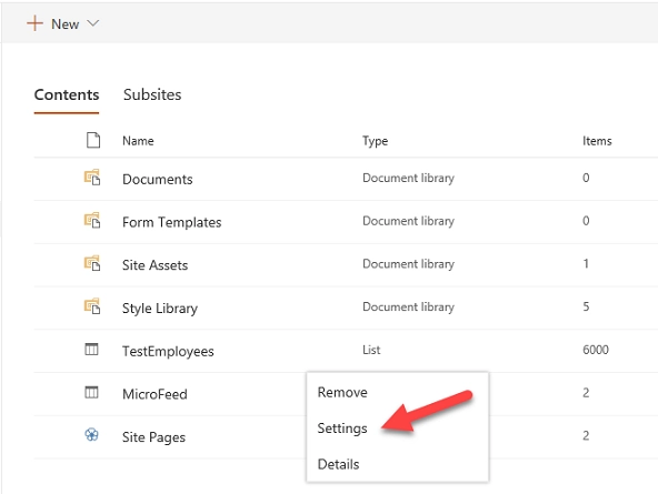 List Settings