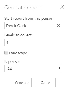 Orgchart generate report dialog