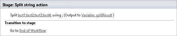 Split string workflow action example