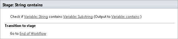 String contains workflow action example