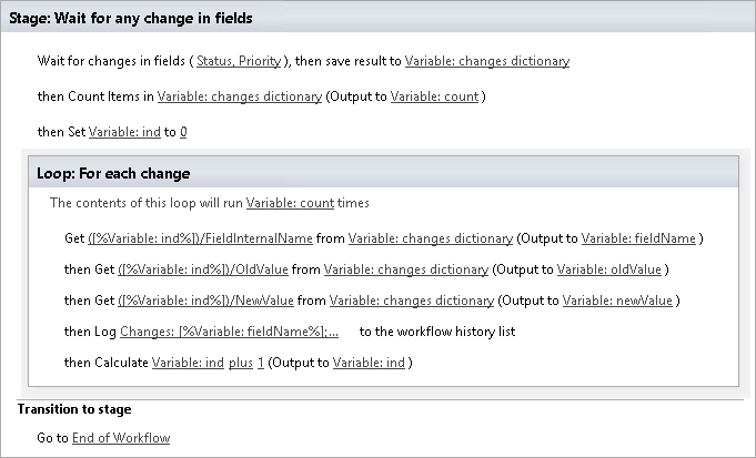 Example: Wait for any change in fields