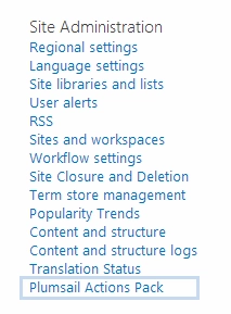 Workflow Actions Pack settings